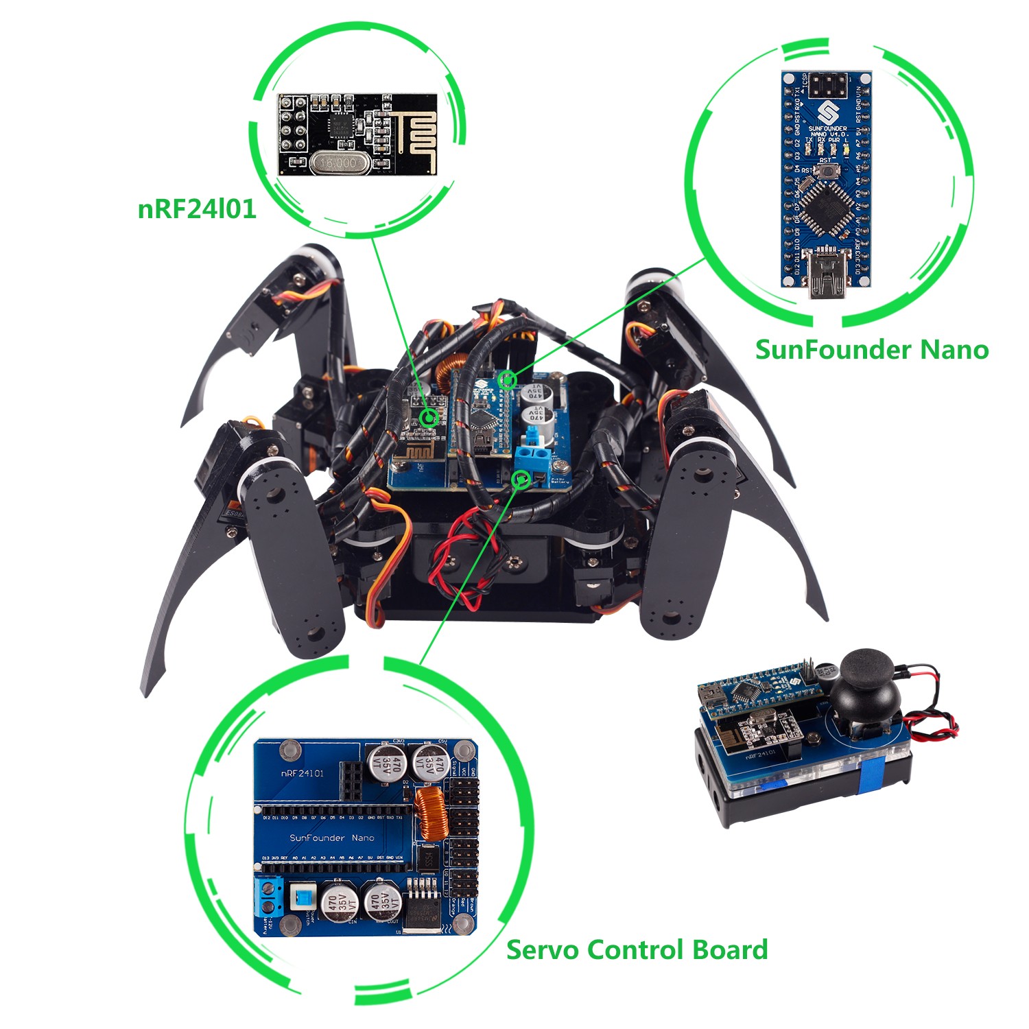 Crawling Quadruped Robot Kit for Arduino